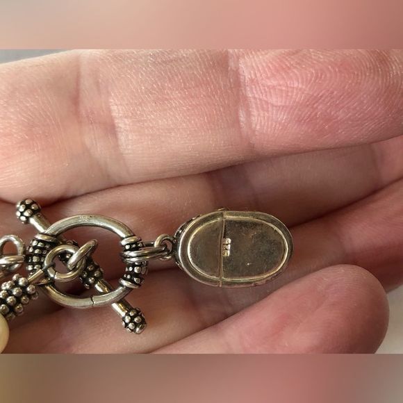 925 Pearl with black sapphire bootie charm bracelet 7 1/4” - Picture 9 of 11